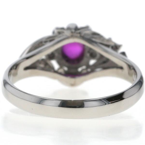 Pt850 プラチナ リング スタールビー 0.69ct ダイヤモンド