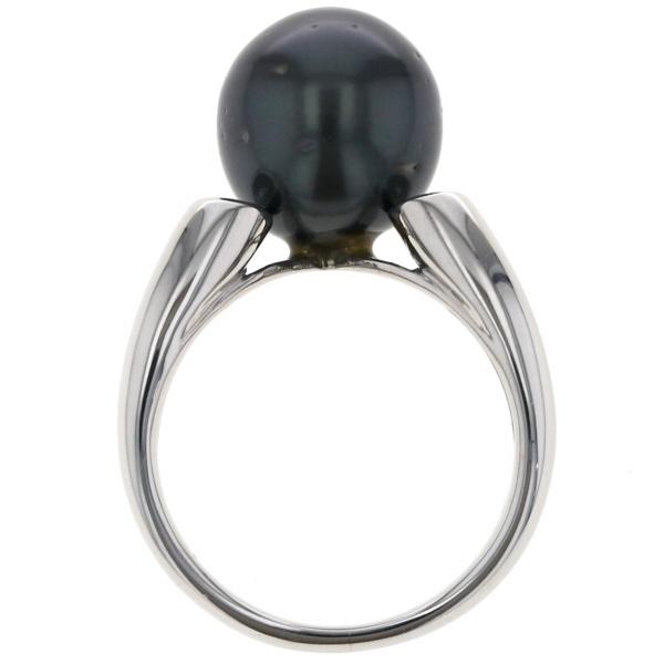 Pt900 プラチナ リング ブラックパール 黒蝶真珠 10.6mm ダイヤモンド 