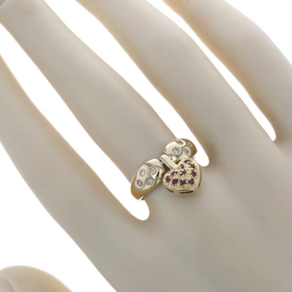 K18YG イエローゴールド リング ルビー 0.22ct ダイヤモンド 0.25ct