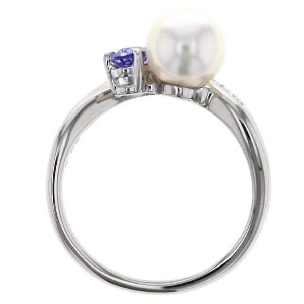Pt900 プラチナ リング パール 真珠 タンザナイト ダイヤモンド 0.05ct 