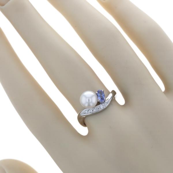 Pt900 プラチナ リング パール 真珠 タンザナイト ダイヤモンド 0.05ct 