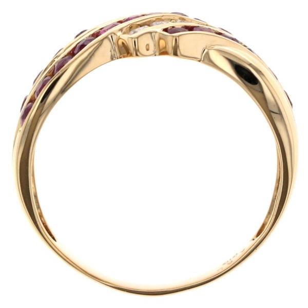 K18YG イエローゴールド リング ルビー ダイヤモンド 0.50ct 5連 ウェーブ ライン 指輪 17号 【新品仕上済】【zz】【中古】の画像