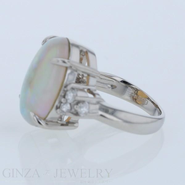 Pt900 プラチナ リング ホワイトオパール ダイヤモンド 0.33ct