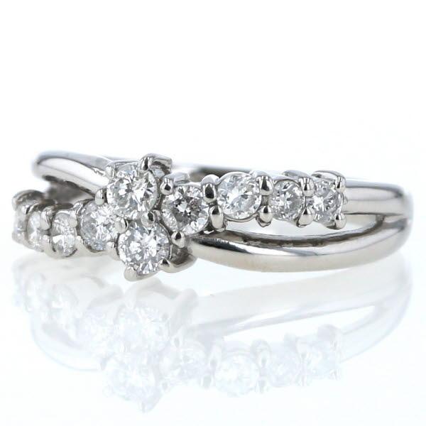 Pt900 プラチナ リング ダイヤモンド0.50ct クロス 交差 ウェーブ