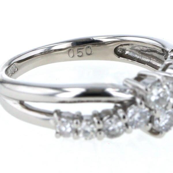 Pt900 プラチナ リング ダイヤモンド0.50ct クロス 交差 ウェーブ
