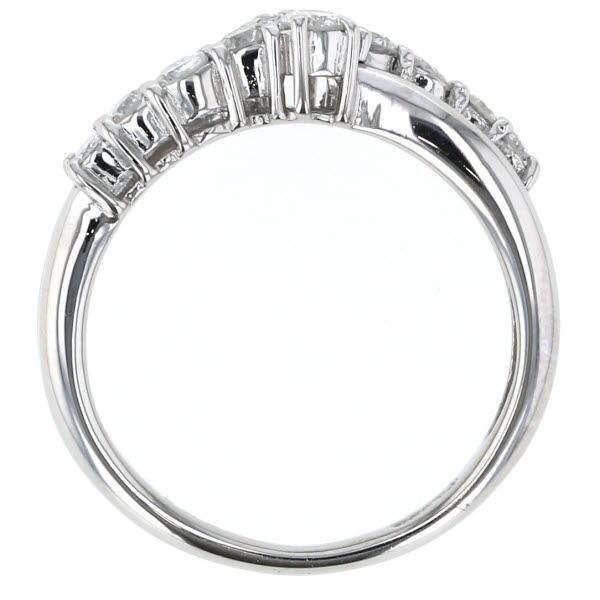 Pt900 プラチナ リング ダイヤモンド0.50ct クロス 交差 ウェーブ