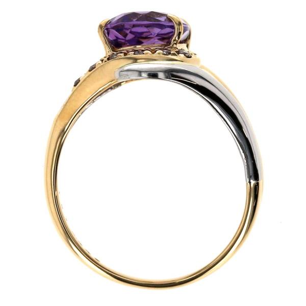 値下げ K18YG Pt850 コンビ リング アメジスト 1.87ct ダイヤモンド 
