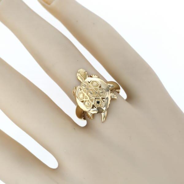 K18YG イエローゴールド リング 亀 タートル モチーフ アニマル 動物