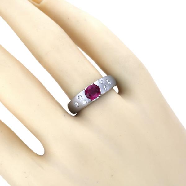値下げ Pt900 プラチナ リング ルビー0.70ct ダイヤモンド0.18ct