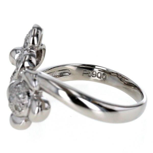 Pt900 プラチナ リング ダイヤモンド 0.12ct メレダイヤ フラワー 花 2 