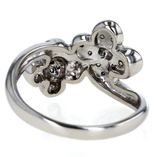 Pt900 プラチナ リング ダイヤモンド 0.12ct メレダイヤ フラワー 花 2 