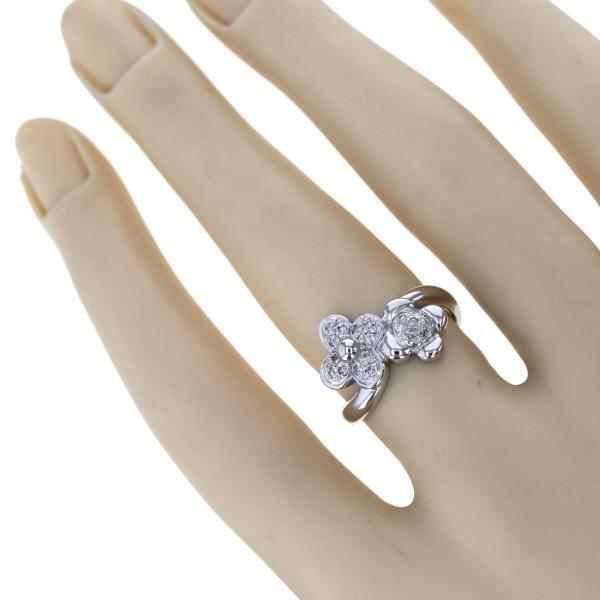 Pt900 プラチナ リング ダイヤモンド 0.12ct メレダイヤ フラワー 花 2 