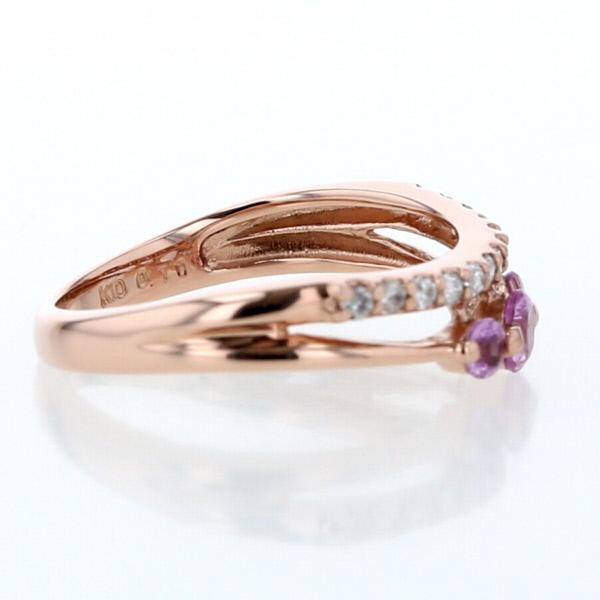 K10PG ピンクゴールド リング ピンクサファイア ダイヤモンド 0.10ct