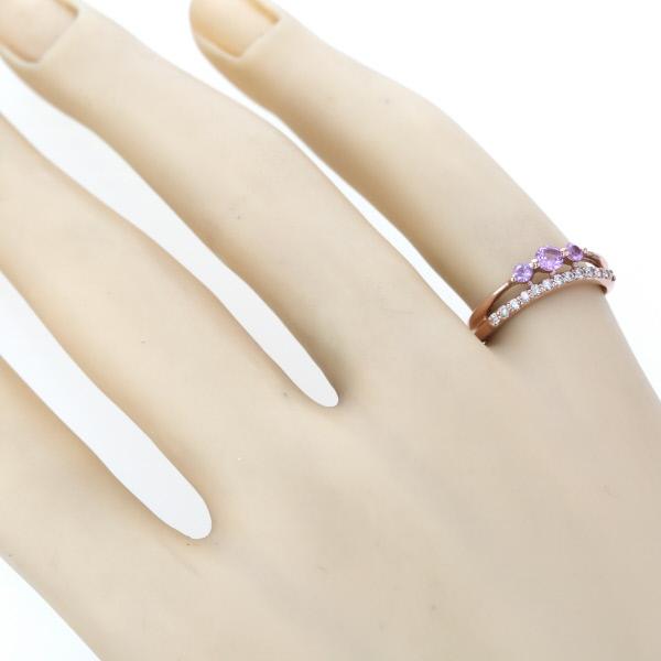 K10PG ピンクゴールド リング ピンクサファイア ダイヤモンド 0.10ct