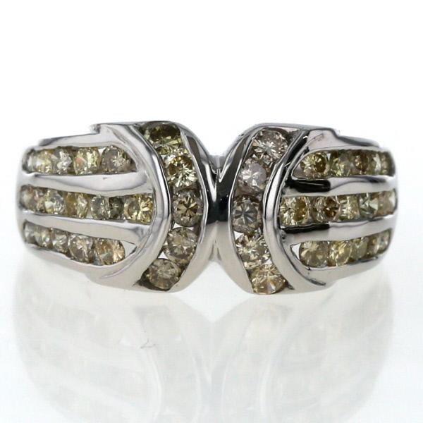 Pt900 プラチナ リング イエローダイヤモンド 1.04ct クロス レール