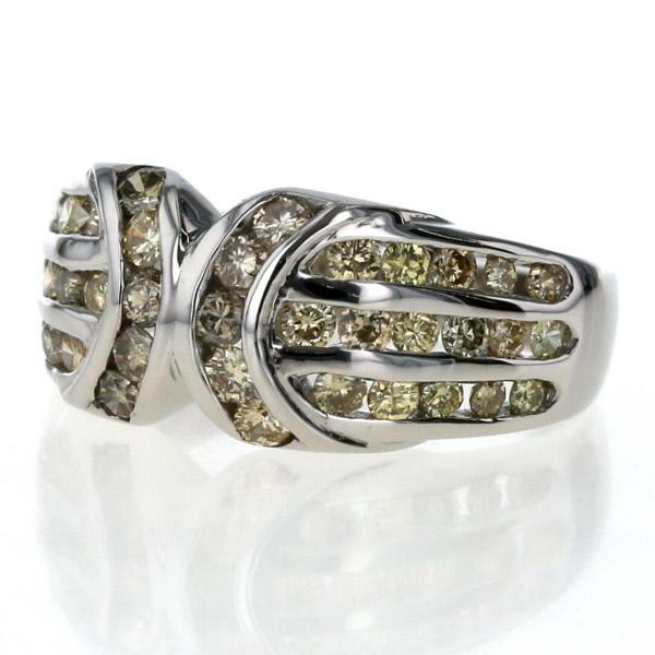 Pt900 プラチナ リング イエローダイヤモンド 1.04ct クロス レール