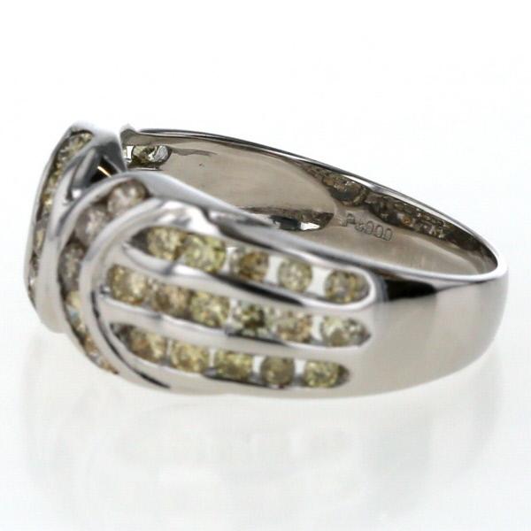 Pt900 プラチナ リング イエローダイヤモンド 1.04ct クロス レール