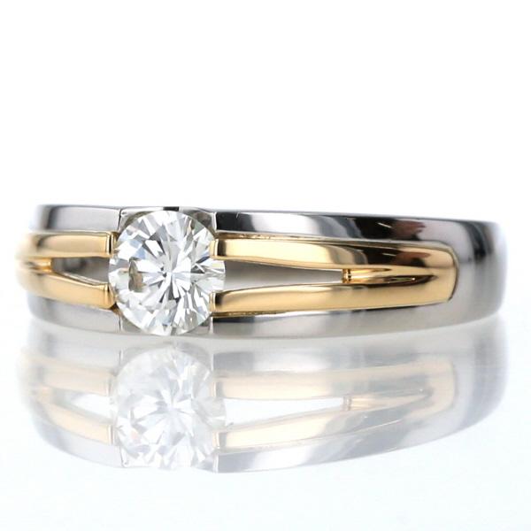 Pt900 K18YG コンビ リング ダイヤモンド 0.40ct 一粒石 Pt900 K18YG コンビ リング ダイヤモンド 0.40ct 一粒石