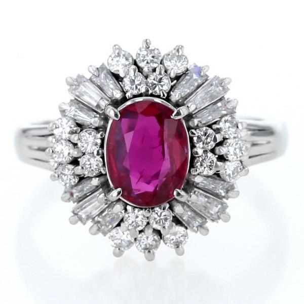 Pt900 プラチナ リング ルビー 1.60ct ダイヤモンド 0.98ct ベトナム産  