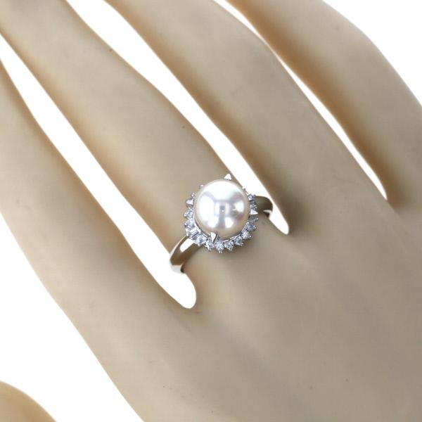 Pt900 プラチナ リング 真珠 8.8mm ダイヤモンド 0.260ct パール 