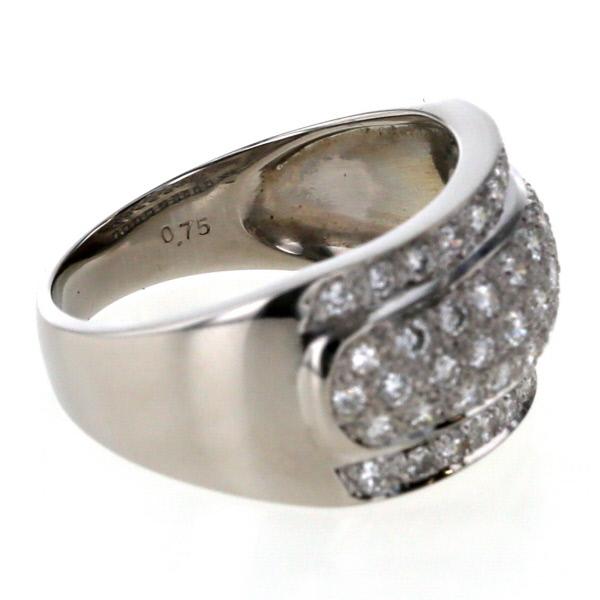 Pt900 プラチナ リング ダイヤモンド 0.75ct ラウンド パヴェ ドーム  