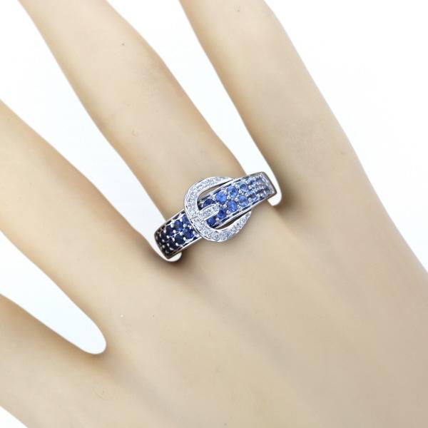 K18WG ホワイトゴールド リング サファイア0.80ct ダイヤモンド0.06ct 
