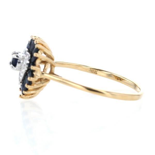 K18YG イエローゴールド リング サファイア ダイヤモンド ハート