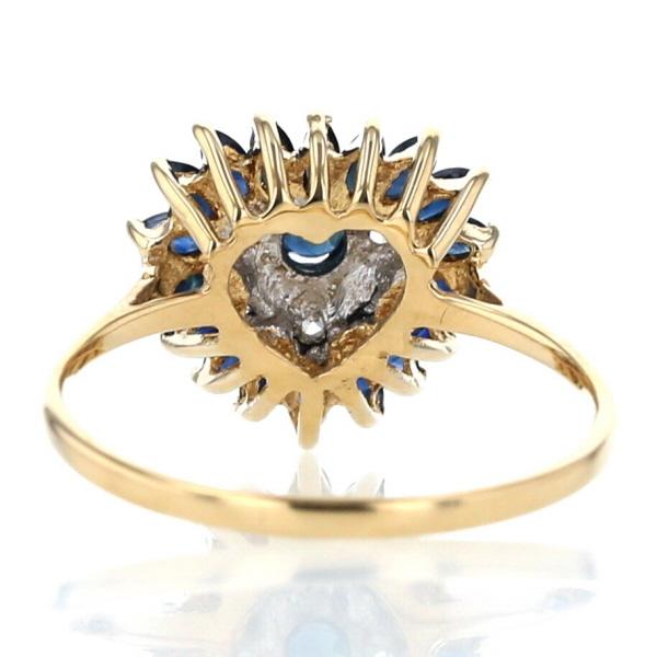 K18YG イエローゴールド リング サファイア ダイヤモンド ハート