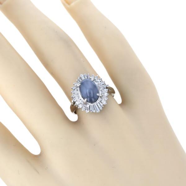 Pt900 プラチナ リング スターサファイア4.20ct ダイヤモンド0.62ct 