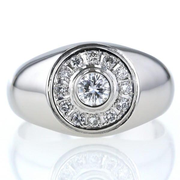 Pt900 プラチナ リング ダイヤモンド0.293ct/0.22ct サークル ベゼル