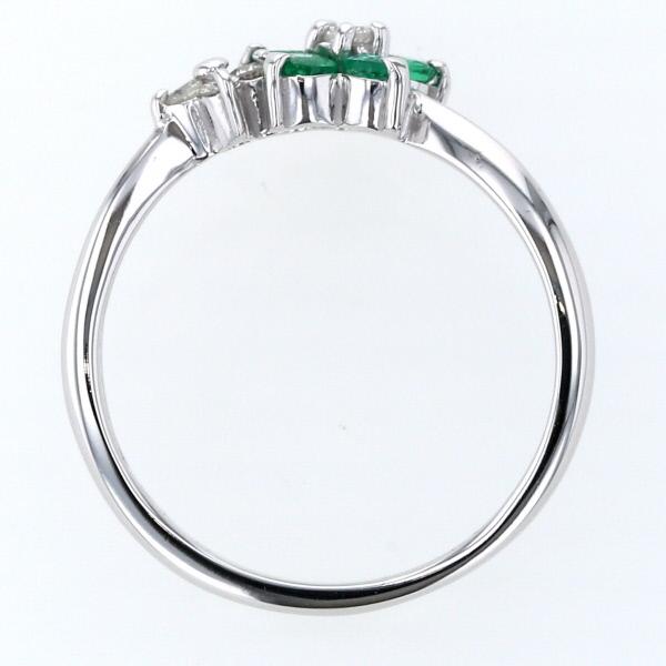 K14WG ホワイトゴールド リング エメラルド ダイヤモンド 0.10ct
