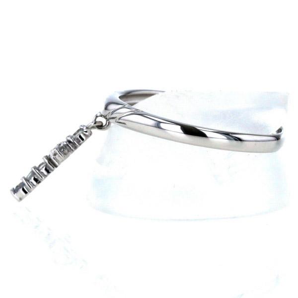 K14WG ホワイトゴールド リング 透明石 0.15ct クロス 十字架 チャーム