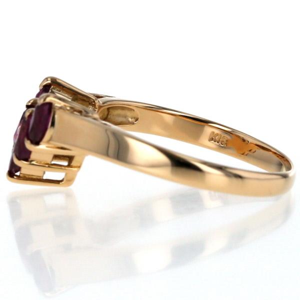 ルビー デザインリング K18 イエローゴールド 12.5号 K18YG イエローゴールド リング ルビー V字 5粒 マーキースカット