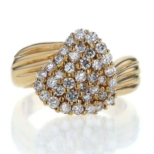 K18YG イエローゴールド リング ダイヤモンド 1.00ct ハート パヴェ S