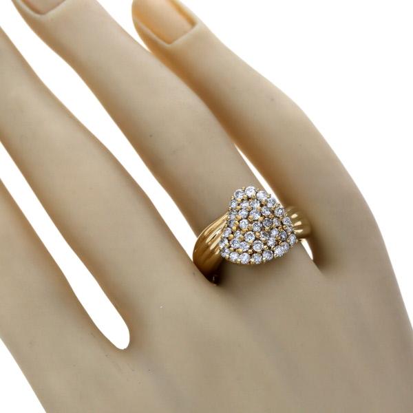K18YG イエローゴールド リング ダイヤモンド 1.00ct ハート パヴェ S