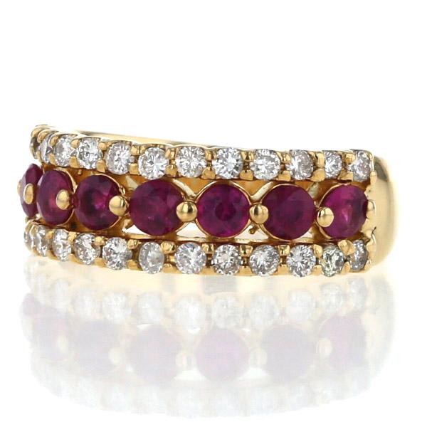 ゴールド ツイストデザインリング ルビー ダイヤモンド K18YG イエローゴールド リング ルビー ダイヤモンド 0.05ct マーキス