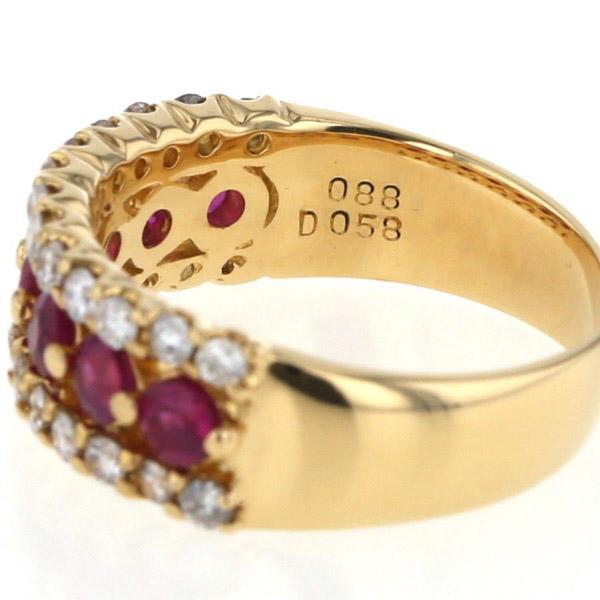 K18YG イエローゴールド リング ルビー 0.88ct ダイヤモンド 0.58ct