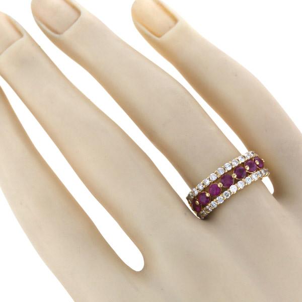 K18YG イエローゴールド リング ルビー 0.88ct ダイヤモンド 0.58ct