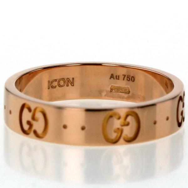 GUCCI グッチ K18PG ピンクゴールド アイコンリング ICON 平打ち GUCCI グッチ K18PG ピンクゴールド アイコンリング ICON 平打ち