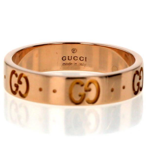 GUCCI グッチ K18PG ピンクゴールド アイコンリング ICON 平打ち GUCCI グッチ K18PG ピンクゴールド アイコンリング ICON 平打ち