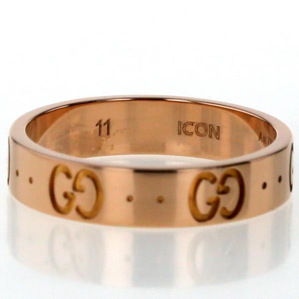 GUCCI グッチ K18PG ピンクゴールド アイコンリング ICON 平打ち GUCCI グッチ K18PG ピンクゴールド アイコンリング ICON 平打ち