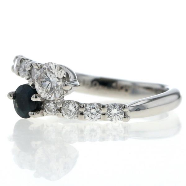 Pt900 プラチナ リング ダイヤモンド 0.60ct サファイア 0.27ct 10粒 