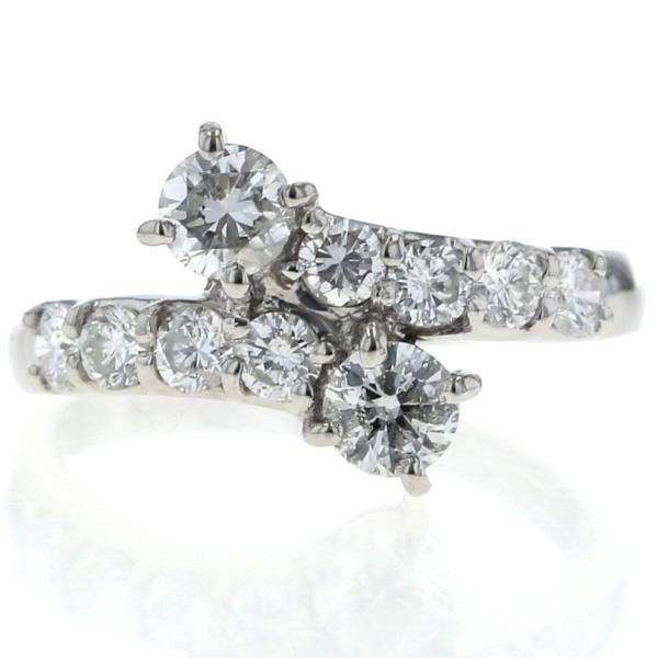 中古美品 Pt900プラチナリング 6g Pt900 プラチナ リング ダイヤモンド 1.052ct 10粒 ライン バイパス