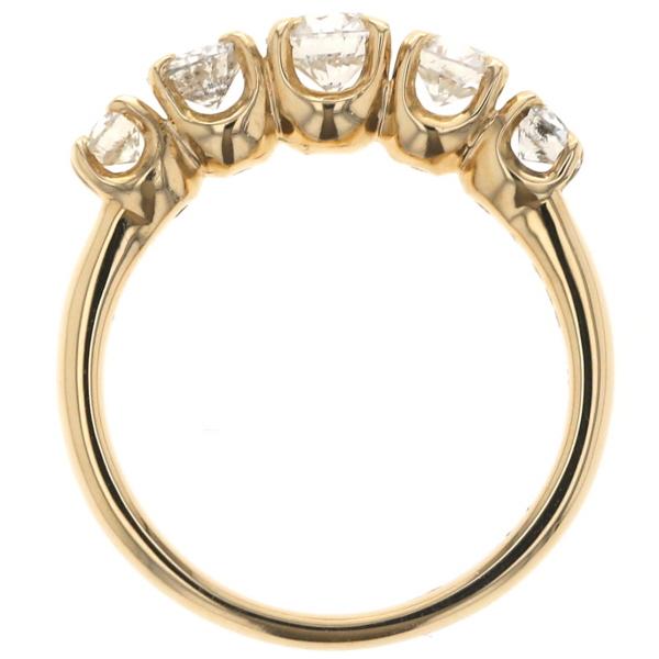 K18YG イエローゴールド リング ダイヤモンド 1.029ct 5粒 