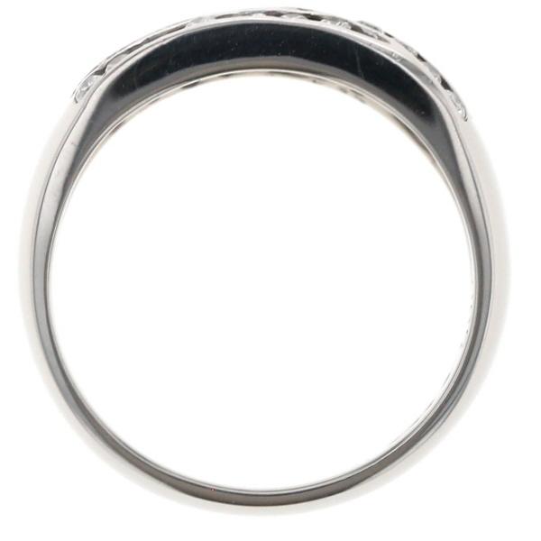 Pt900 プラチナ リング ダイヤモンド 0.65ct カーブ 扇形 アシンメトリー レール留め ライン 指輪 12号【新品仕上済】【zz】【中古】の画像