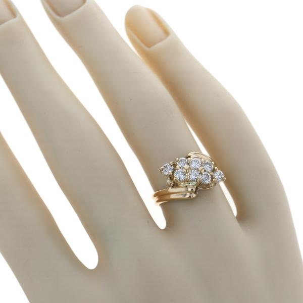 K18YG イエローゴールド リング ダイヤモンド 0.57ct 8石 抱き合わせ パヴェ デザイン 指輪 7号【新品仕上済】【zz】【中古】の画像