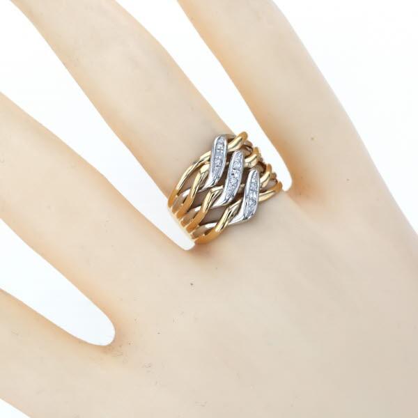 K18 Pt900 イエローゴールド プラチナ リング ダイヤモンド0.04ct