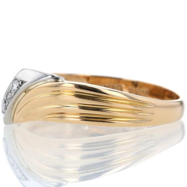 K18YG Pt900 イエローゴールド プラチナ コンビ リング ダイヤモンド