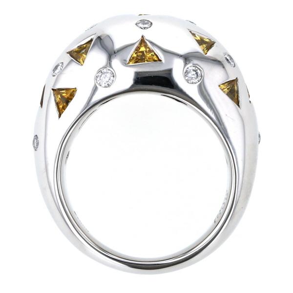 値下げ Pt900 プラチナ リング イエローサファイア0.91ct ダイヤモンド 