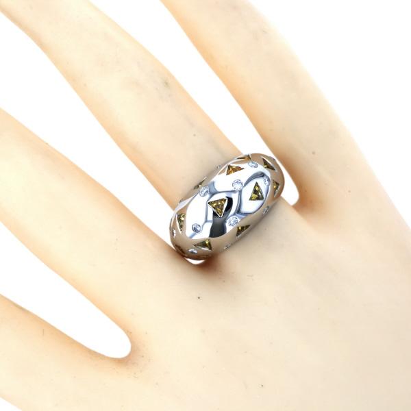 値下げ Pt900 プラチナ リング イエローサファイア0.91ct ダイヤモンド 